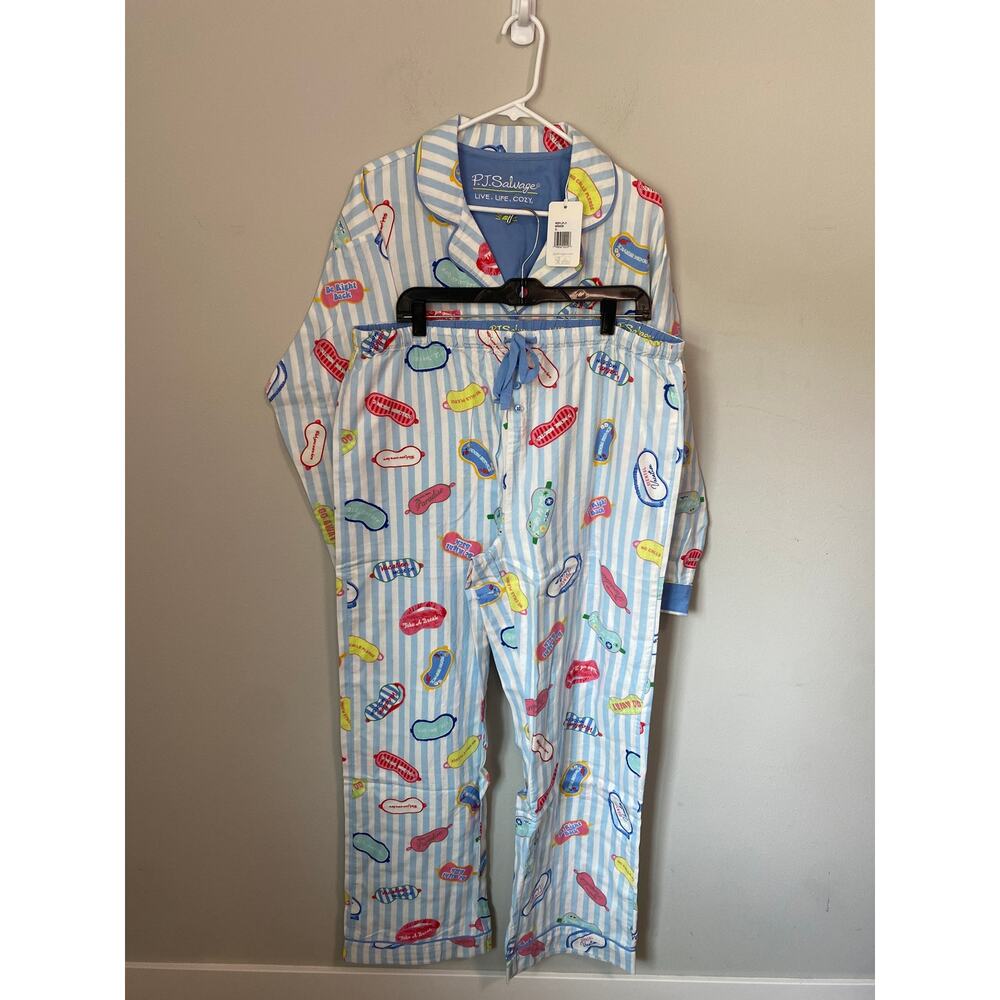 NEW P.J. Salvage Out of Office 3-Piece Flannel Pajama Set Size XL - Picture 2 of 8